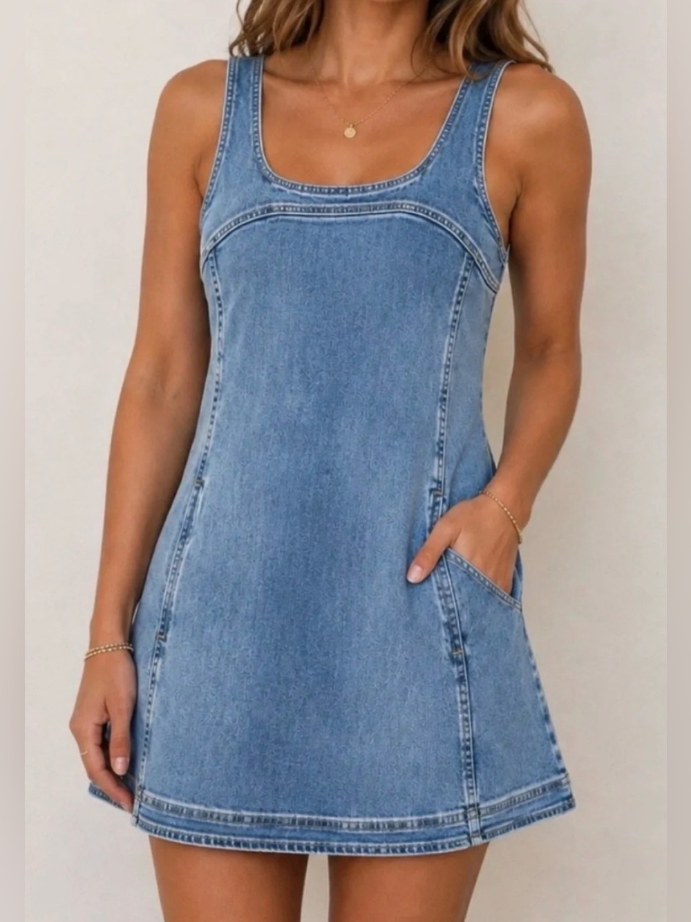 NWT Anthropologie Pilcro Light Denim Wash Shift Dress Pockets Various Sizes